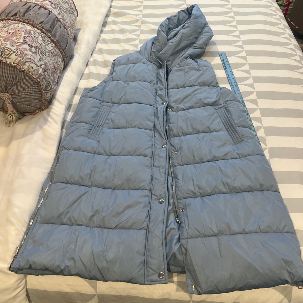 Blue Hooded Puffer Vest